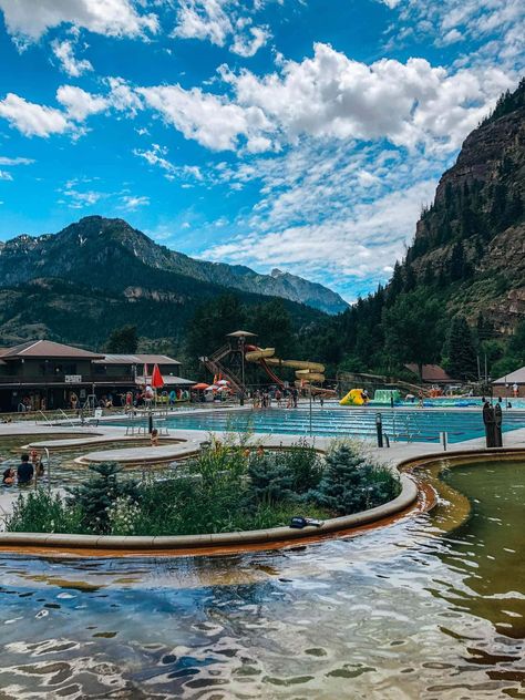 Ouray Hot Springs view from adult pools - This complete Ouray Colorado travel guide is everything you need to plan an epic trip and things to do in Ouray. In Ouray Colorado, summer is a great time to visit with plenty of hikes in Ouray Colorado, camping in Ouray Colorado and things to do in Ouray with kids. Check out this guide for Ouray Colorado things to do in summer, where to eat in Ouray, where to stay in Ouray and what to do in Ouray Colorado. Switzerland Of America, Ouray Colorado Summer, Colorado Roadtrip, Colorado Camping, Ouray Colorado, Colorado Travel Guide, Cascade Falls, Colorado Trip, Colorado Fall