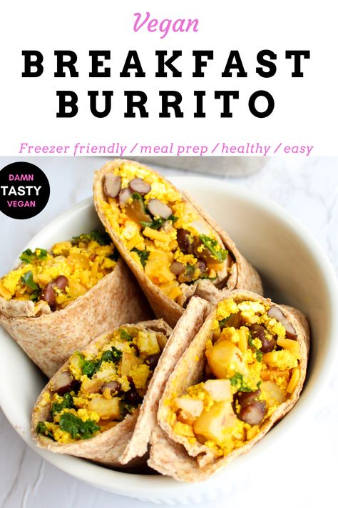 Contentedness Cooking, Best Burritos, Lunch Work, Tofu Scramble Vegan, Vegan Breakfast Burrito, Tofu Breakfast, Meat Meals, Vegan Breakfasts, Vegan Breakfast Easy