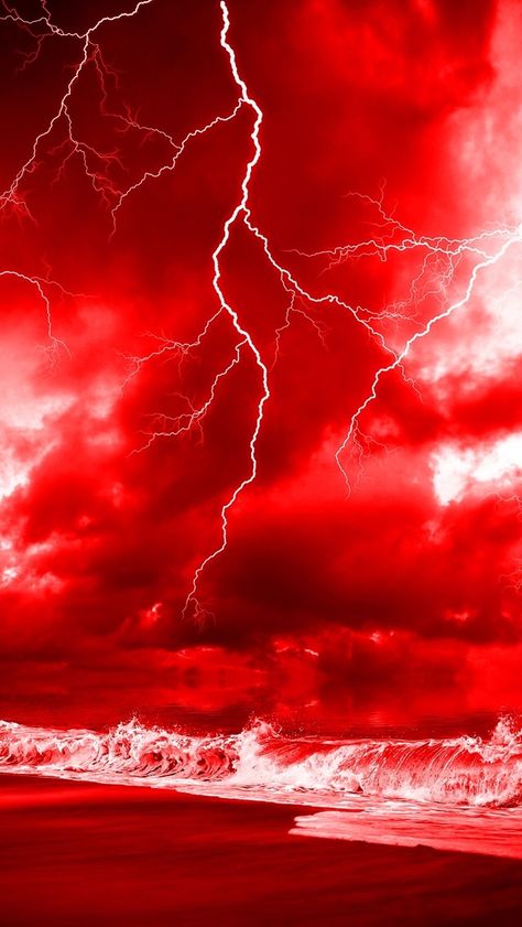 Lightning Images, Blood Wallpaper, Lightning Photography, Red And Black Wallpaper, Red Lightning, Dark Red Wallpaper, Fantasy Wall Art, Image Nature, Iphone Background Images