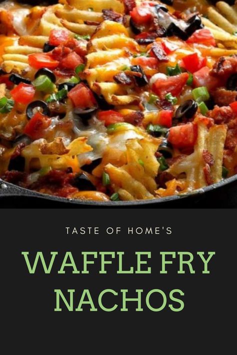 Fry Nachos Recipe, Waffle Fry Nachos Recipe, Waffle Fries Appetizers, French Fry Nachos Recipe, Breakfast Nachos With Waffle Fries, Waffle Fry Recipes, Waffle Fries Nachos, Irish Nachos Waffle Fries, Superbowl Dinner Ideas