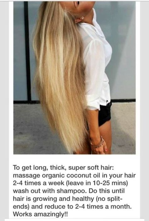 Get Longer, Thicker, Super Soft Hair With Organic Coconut Oil! #tipit Grow Your Hair Faster, Grow Natural Hair Faster, Make Hair Grow Faster, Soft Shiny Hair, Hair Growth For Men, Get Thicker Hair, Make Hair Grow, How To Grow Your Hair Faster, Stronger Hair