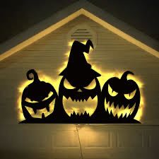 Backlit Halloween Decorations, Diy Halloween Plywood Cutouts, Ghost Coming Out Of Wall, Fence Halloween Decorations, Holloween Decore Idea Outdoor, Yard Silhouettes, Halloween Decorations Garage, Halloween Garage Door Decorations, Halloween Wood Cutouts