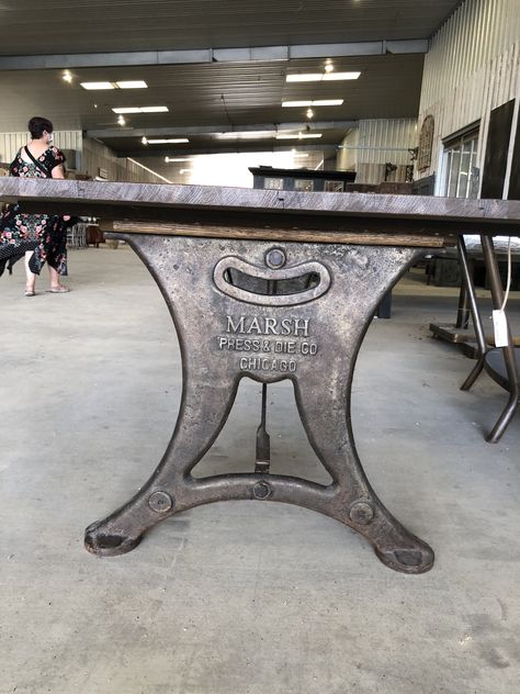 Cast iron machine base for table Cast Iron Table Legs Ideas, Live Edge Kitchen Table, Cast Iron Table Legs, Iron Dining Table, Materials Board, Cast Iron Table, Iron Table Legs, Dining Table Base, Wine Barrel Furniture