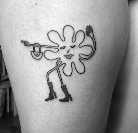 @daisydoestattoos Groovy Tattoo Ideas, Funky Tattoos, Handpoke Tattoo, Cute Tiny Tattoos, Poke Tattoo, Dainty Tattoos, Mia 3, Tattoo Flash Art, Time Tattoos