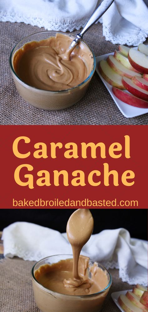 This rich and creamy caramel ganache is very versatile. It is so decadent is can be drizzled on fancy desserts or simple enough to be eaten with an apple slice.  #caramelganache ,#chocoley,#chocoleygourmetcaramel,#falldesserts Caramel Ganache Recipe, Caramel Ganache, Chocolate Ganache Recipe, Apple Slice, Caramel Desserts, Ganache Recipe, Creamy Caramel, Cake Fillings, Scrumptious Desserts