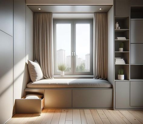 Modern Window Seat Ideas : Design Your Bay, Bedroom or Sitting Area Window Seater Design, Window Sitting Area Bedroom, Window Seat Design Modern, Window With Seating Area, Window Seating In Bedroom, Bedroom Window Seat Ideas, Bay Seating, Modern Window Seat, Small Bay Window