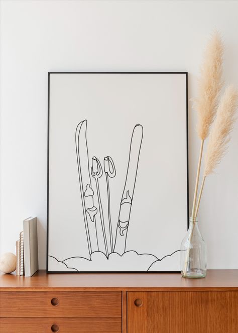 Skier Tattoo Ideas, Mountain Drawing Simple, Skiing Equipment, Sketch Room, Ski Drawing, Ski House Decor, Ski Art, Art Sport, Learn Watercolor Painting