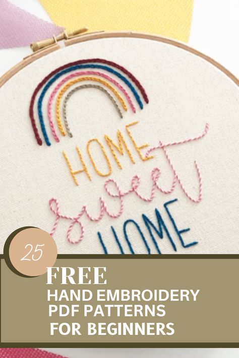 Learn hand embroidery stitches and techniques with these 25 free hand embroidery patterns for beginners available in PDF download. Diy Embroidery Gift Ideas, Printable Embroidery Patterns Free, Free Printable Embroidery Patterns, Embroidery Tips For Beginners, Free Embroidery Patterns Printables, Beginner Embroidery Patterns, Embroidery Free Pattern, Hand Embroidery Patterns Free Printable, Diy Embroidery Gifts