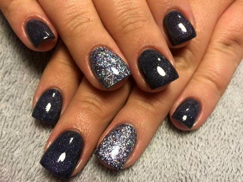 Sparkles Dark Grey Nails Ideas, Black And Silver Sparkle Nails, Black Sparkly Nails Acrylic, Black Sparkle Nail Designs, Black Sparkle Nails Acrylic, Nails Black Sparkle, Glittery Black Nails, Black Glittery Nails, Sparkly Nails Acrylic