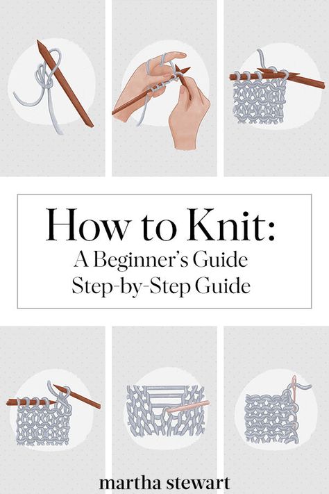 How to Knit: A Beginner's Step-by-Step Guide | Learn how to knit your own mittens, hats, scarves, and more. We'll take you through the step-by-step instructions and teach you how to cast on, knit, purl, and cast off.  #knitting #knittingprojects #marthastewart Cast Off Knitting, Cast On Knitting, Easy Knitting Projects, Knitting Basics, Knit Purl, Beginner Knitting Patterns, Beginner Knitting Projects, Knitting Instructions, Learn How To Knit