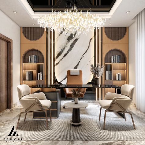 𝐋𝐔𝐗𝐔𝐑𝐘 𝐎𝐅𝐅𝐈𝐂𝐄 𝐃𝐄𝐒𝐈𝐆𝐍 on Behance Office Interior Design Luxury, Ceo Office Design, Modern Office Design Inspiration, Luxury Office Interior, Office Cabin Design, Design Interior Modern, Office Design Inspiration, Office Interior Design Modern, Modern Office Interiors