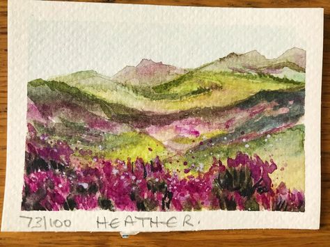 Watercolour Challenge, Diy Watercolor Painting, Diy Watercolor, Mini Paintings, The Hills, Mini Art, Purple Flowers, Watercolor Painting, Flower Painting