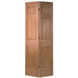 Masonite Classics Solid Core Oak Bi-Fold Closet Interior Door With Hardware (Common: 24-In X 80-In; Actual: 23.5-In X 79 Oak Bifold Doors, White Bifold Doors, Bifold Doors Makeover, Bifold Door Hardware, Tiny Pantry, Masonite Interior Doors, Closet Interior, Interior Closet Doors, Wood Closet