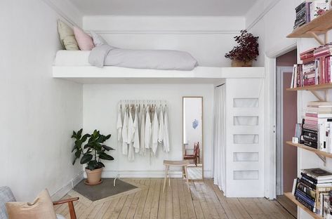 my scandinavian home: A Small Swedish Home With A Clever Loft Bed Cool Loft Beds, Quirky Apartment, Ikea Loft Bed, Modern Loft Bed, Loft Beds For Small Rooms, Build A Loft Bed, A Loft Bed, Tiny Loft, Swedish Home