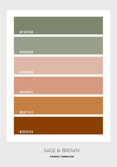 Brown and Sage Colour Palette | sage and brown color scheme Sage Color Palette, Boho Color Palette, Brown Color Schemes, Hex Color Palette, Boho Color, Color Schemes Colour Palettes, Brand Color Palette, Green Colour Palette, Sage Color