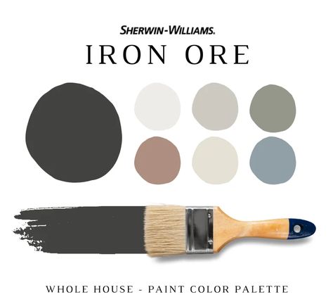 Iron Ore Color Palette Sherwin Williams Iron Ore - Etsy Paint Sheen Guide, Sage Color Palette, Material Color Palette, Sherwin Williams Color Palette, Color Combinations Paint, Sherwin Williams Colors, House Color Palettes, Green Paint Colors, Paint Color Palettes