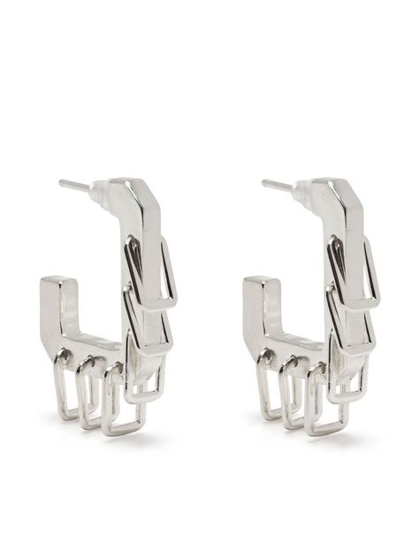 silver-tone geometric body drop design for pierced ears These earrings come as a pair. Silver Jewelry Png, Chloe 2024, Multi Ring, Edgy Accessories, Drop Earrings Silver, Drop Design, Safety Pins, Zadig And Voltaire, Silver Drop Earrings