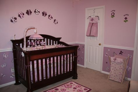 purple, lilac, pink, butterflies, nursery, little girl, flowers Room Ideas For Girls, Ideas Habitaciones, Kids Room Ideas, Butterfly Nursery, Unique Nursery, Pink And Brown, Trendy Kids, Pink Dark, Big Girl Rooms