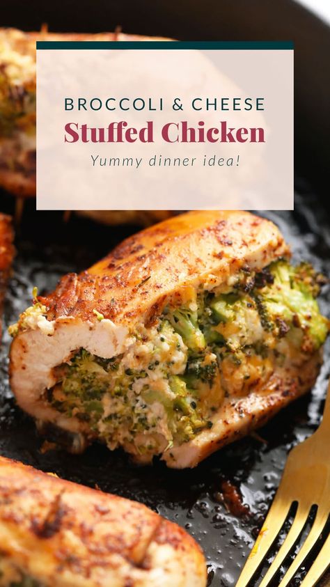 Easy Broccoli And Cheese, Broccoli And Cheese Stuffed Chicken, Chicken Dry Rub, Broccoli Stuffed Chicken Breast, Healthy Stuffed Chicken, Baked Stuffed Chicken, Stuffed Chicken Breast Cream Cheese, Top Dinner Recipes, Stuffed Chicken Breast Spinach