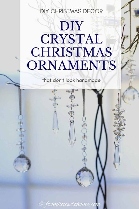 Crystal Ornaments Diy, Diy Icicle Ornaments, Christmas Tree Goals, Diy Christmas Tree Decorations, Crystal Christmas Ornaments, Glam Christmas Decor, Crystal Diy, Handmade Chandelier, Icicle Ornaments