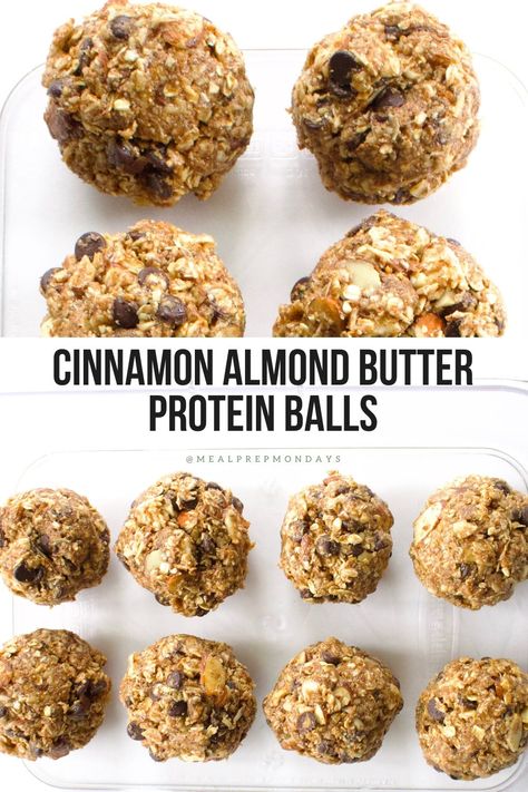 Cinnamon almond butter protein balls #cinnamon #almondbutter #protein Almond Butter Protein Balls, Almond Butter Energy Balls, Make Almond Butter, Almond Butter Oatmeal, Easy Meal Prep Recipes, Oats Protein, Oatmeal Balls, Protein Balls Healthy, Vegetarian Recepies