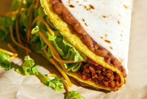 Taco Bell Is Bringing Back the Double Decker Taco Double Decker Taco, Taco Supreme, Taco Bell, Menu Items, Bar Drinks, Cooking Techniques, Non Alcoholic Drinks, The Double, Us Foods