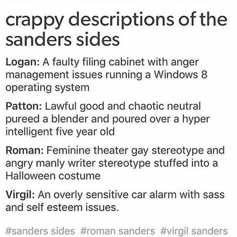 Remy And Emile, Sanders Quotes, Sanders Sides, Thomas Sanders, Sander Sides, Incorrect Quotes, Markiplier, Sanders, Youtubers