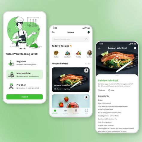 Online Recipe App Journal Prompts For Teens, Learn Cooking, Recipe App, Cooking App, App Website, Black Color Hairstyles, Ux Design Inspiration, Color Hairstyles, Cooking Salmon