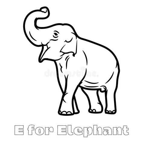 E For Elephant, Elephant Outline, Outline Illustration, Outline Designs, Outline Drawing, Geometric Graphic, Outline Drawings, Cute Elephant, Baby Cartoon