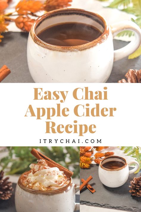 Apple Cider Latte, Chai Recipes Food, Iced Apple Cider, Apple Cider Drink Recipes, Apple Cider Chai, Apple Cider Drinks, Barista Ideas, Chai Drinks, Spiced Cider Recipe