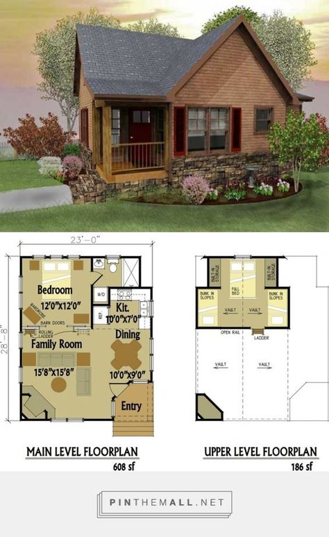 Small Cabin Designs with Loft | Small Cabin Floor Plans... - a grouped images picture - Pin Them All Small Cabin Floor Plans, Small Cabin Designs, Loft Small, Plan Chalet, Small Cabin Plans, Cabin Designs, House Plan With Loft, Dreamy Decor, Cabin Floor