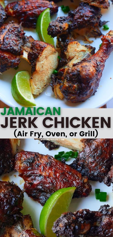 Jerk Chicken Breast Recipe, Easy Jerk Chicken Recipe, Jerk Chicken Breast, Jamaican Jerk Chicken Recipe, Chicken Air Fryer, Jerk Chicken Recipe, Jamaican Jerk Chicken, Jamaican Cuisine, Oven Chicken Recipes