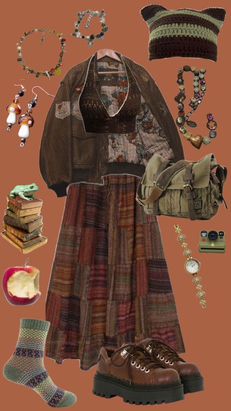 #goblincore #gremlincore #forestcore #gorgeous😍 I love this smmmm Goblincore Outfits, Hippie Fits, Goblincore Aesthetic, Earthy Outfits, Autumn Fits, Swaggy Outfits, Hippie Outfits, Dream Clothes, Hippie Style