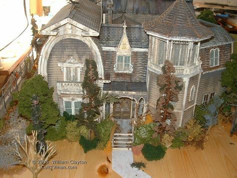 Scratch-built Munsters mansion. The Munsters House, Munsters Car, Munster Family, Munsters House, William Clayton, Munsters Tv Show, Lion Door Knocker, Cast Iron Set, The Munster