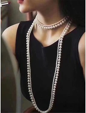 Women's Accessories | Refresh your wardrobe at an affordable price Layered Pearl Necklace, Chain Dress, Long Pearl Necklaces, Neck Accessories, Pearl Jewelry Necklace, Luxury Necklace, Sweater Chain, Pearl Pendant Necklace, Cheongsam