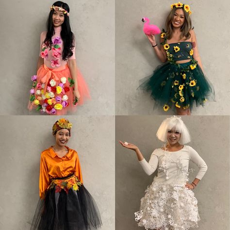 Halloween Costumes 4 Seasons, Four Season Halloween Costumes, Seasons Costume Ideas, 4 Seasons Costume Ideas, The Four Seasons Halloween Costumes, Seasons Halloween Costume Four, Summer Fairy Costume, Spring Costume Ideas, 4 Seasons Halloween Costume