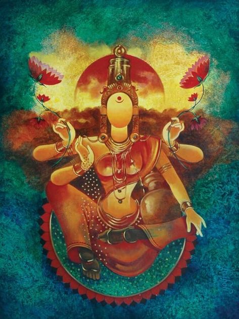 Aishwarya Lakshmi, Lakshmi Maa, Saraswati Painting, Maha Lakshmi, Morden Art, Durga Mantra, Ancient Indian Art, Ancient Drawings, Modern Art Canvas Painting