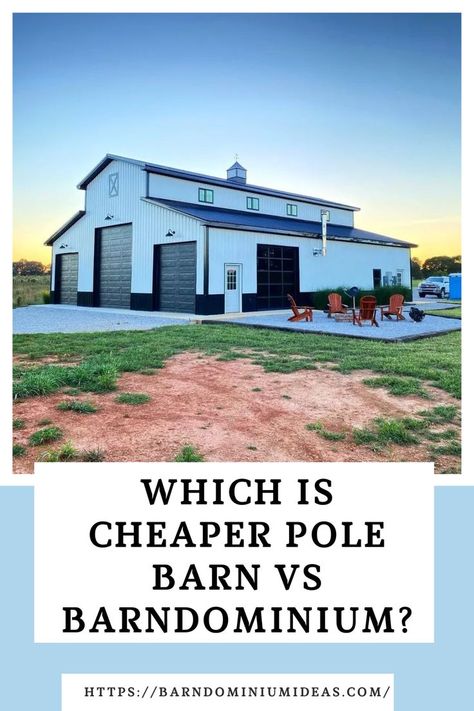 Since barndominiums are more expensive to build than a pole barn, think about building a pole barn if your budget doesn't quite cover a barndominium. While pole barns are normally used for farm animals, you could create a second story to build your home. Pole Barn Home, Pole Barn Designs, Pole Barn Plans, Metal Shop Building, Pole Barn Garage, Metal Building House Plans, Building A Pole Barn, Metal Barn Homes, Building A Garage