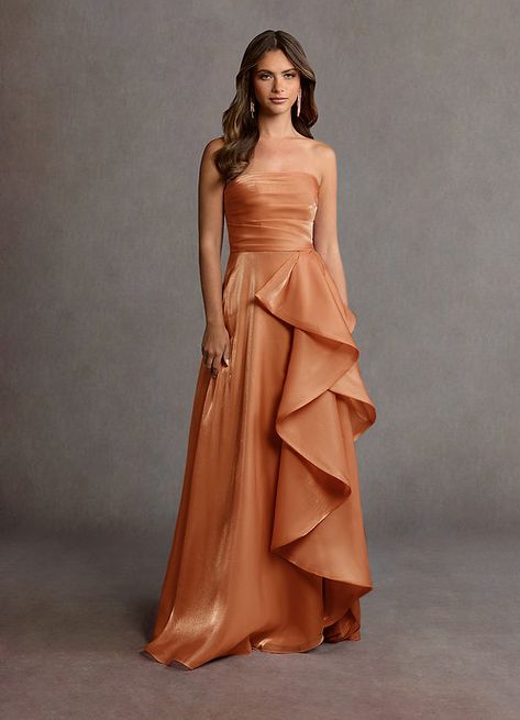 Enya Burnt Orange Handkerchief Gown | Azazie CA Rust Gown Wedding, Burnt Orange Maid Of Honor Dress, Textured Bridesmaid Dresses, Fall Wedding Bridesmaid Dresses, Blood Orange Dress, Burnt Orange Bridesmaid Dress, Burnt Orange Dresses, Orange Bridesmaid Dress, Burnt Orange Bridesmaid