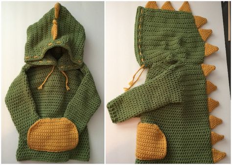 https://patterncenter.com/dino-hooded-crochet-sweater-with-spikes/ Boy Crochet Patterns, Crochet Dinosaur Patterns, Dinosaur Sweater, Crochet Hoodie, Crochet Cardigan Sweater, Crochet Toddler, Crochet Dinosaur, Crochet Elephant, Haken Baby