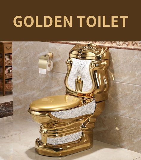 Golden Toilet, Wooden Toilet Seats, Gold Toilet, Bathroom Sanitary, Lists Ideas, Luxury Toilet, European Wall, Bidet Attachment, Toilet Installation