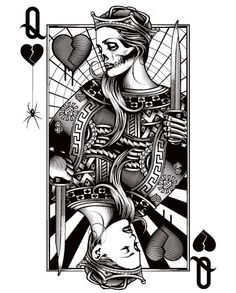 Gemini tattoo idea Zwilling Tattoo, Lotusblume Tattoo, Queen Of Hearts Tattoo, Art Chicano, Catrina Tattoo, King Card, Kartu Remi, Gemini Tattoo, Geniale Tattoos