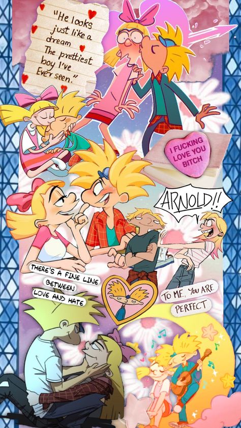 #heyarnold #helga #helgapataky #arnoldhelga Hey Arnold X Helga, Arnold And Helga Fanart, Helga X Arnold, Arnold Wallpaper, Arnold Helga, Lily Core, Football Head, Arnold And Helga, Nickelodeon Cartoons