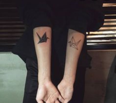 Japanese Origami Crane Tattoo, Origami Paper Crane Tattoo, Paper Crane Tattoo Meaning, Small Paper Crane Tattoo, Paper Crane Tattoos, Paper Crane Tattoo Minimalist, Paper Bird Tattoo, Origami Tattoo Ideas, Origami Crane Tattoo