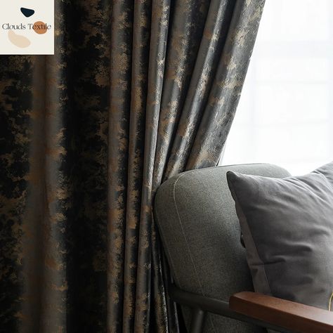 Curtains for Living Room Luxury blackout Bedroom Northern European Bronze Texture Velvet Thick Gray And Gold Bedroom, Grey And Gold Bedroom, Living Room Gray, Nordic Bedroom, Thick Curtains, Window Sheers, Decorative Lines, Gold Bedroom, Bedroom Curtains