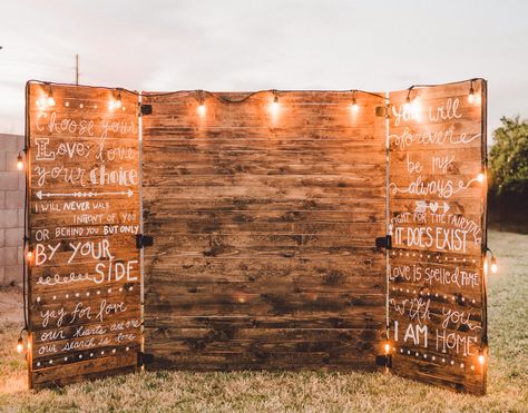 So happy how our backdrop turned out! #wedding #backdrop Snowboard Wedding, Foto Frame, Christmas Stage, Pallet Christmas, Fall Fest, Cowboy Theme, Cowboy Party, Festival Lights, Restaurant Decor