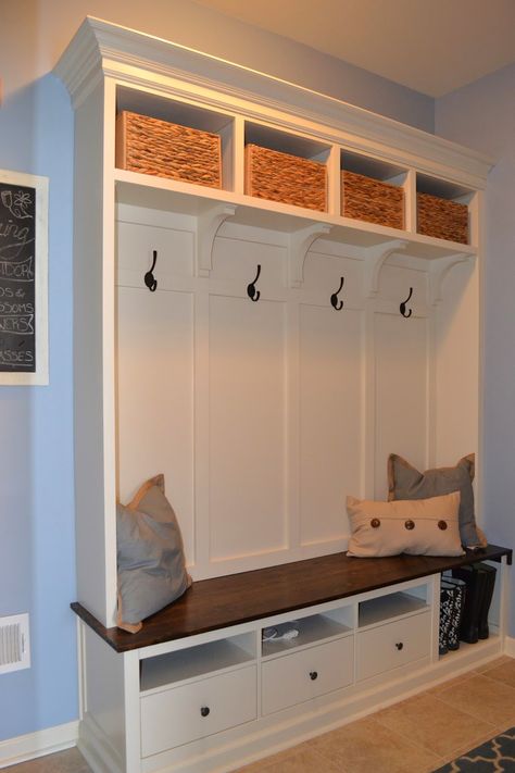 Mud Room-IKEA HACK Mudroom Closet, Mudroom Storage Bench, Mudroom Lockers, Mudroom Decor, Mud Room Storage, Mudroom Design, Diy Entryway, Entryway Ideas, Hallway Storage