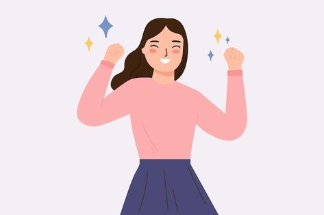 Excited Illustration, Happy Girl Illustration, Soft Illustration, Happy Character, Excited Girl, Human Vector, Woman Cartoon, Women Laughing, Happy Images