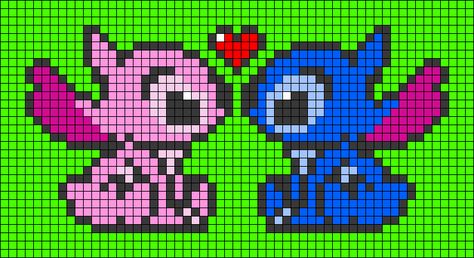 Lilo Cross Stitch Patterns, Stitch And Angel Perler Bead Patterns, Lilo And Stitch Alpha Pattern, Stitch And Angel Pixel Art, Lilo And Stitch Cross Stitch, Pixel Art Stitch, Angel Stitch, Kandi Cuff Patterns, Angel Movie