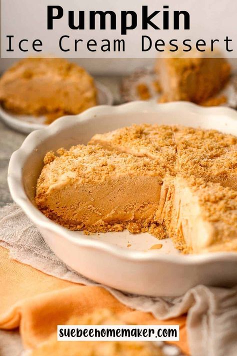 Pumpkin Pie Ice Cream Recipe, Pumpkin Ice Cream Pie, Fall Ice Cream, Pumpkin Spice Ice Cream, Ice Cream Pie Recipe, Pumpkin Pie Ice Cream, Ice Cream Pie, Frozen Pumpkin, Easy Ice Cream Recipe